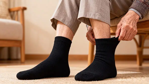 毛圈底松口袜产品图片 - 老年人糖尿病足专用袜-宽松不勒脚